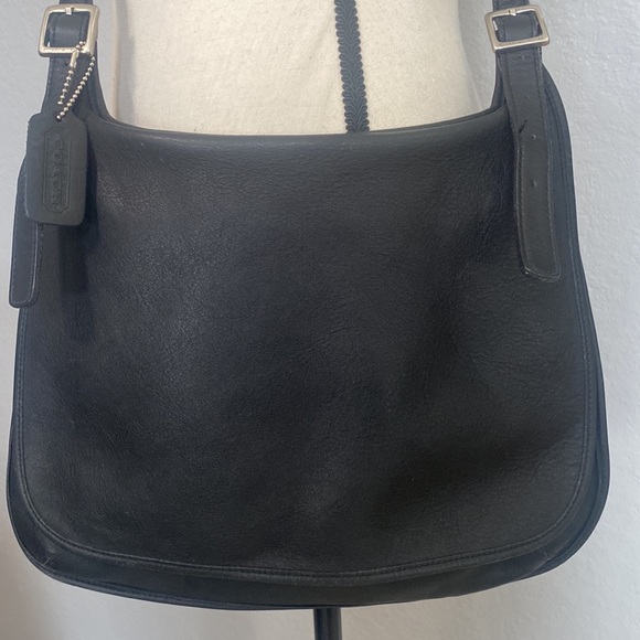 COACH #9134 Vintage Black Leather Large 
Flap Crossbody Shoulder Saddle Bag. - Picture 2 of 9